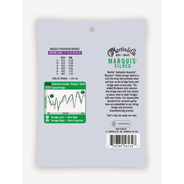 C.F. Martin MA535S Acoustic Marquis� Silked Custom Light (.011 - .052) 92/8 Phosphor Bronze